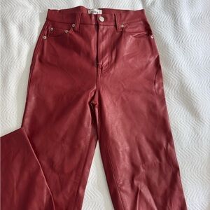 Pistola Red Leather Straight Leg Pants